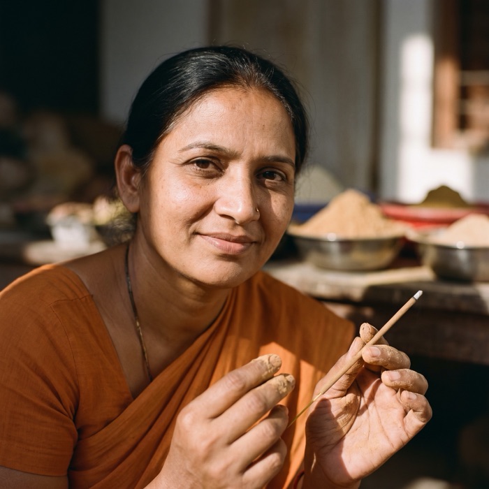 Portrait of Durga, agarbatti artisan
